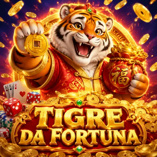 Arte do jogo do tigre com moedas douradas do Fortune Tiger
